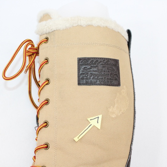 Polo Ralph Lauren Khaki Brown Canvas Boots #136 - Picture 8 of 8